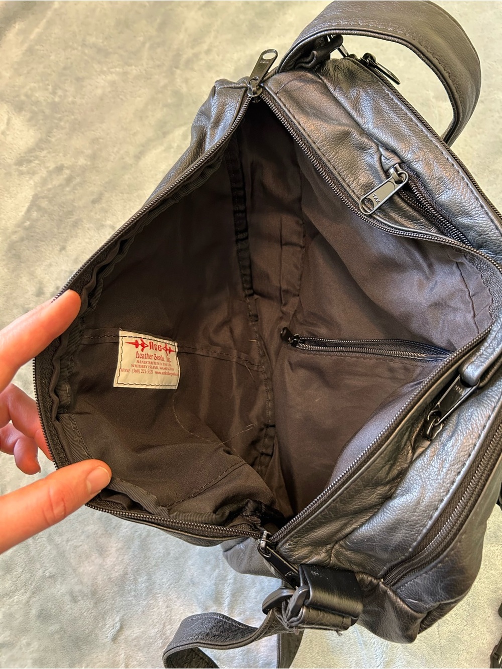 Ace Leather Goods Travelmate Backpack Black Leather Handcrafted EUC - Picture 7 of 12